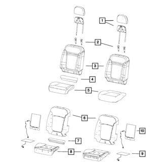 New OEM Front Right Headrest Fits, 2011-2019 Dodge Journey - Part # 6PB02DW1AA