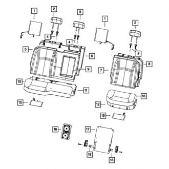 New OEM Rear Outer Headrest Fits, 2019-2023 Dodge Ram - Part # 6VA52TU6AA