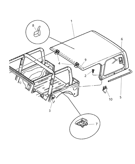 New 2002-2006 Fits Chrysler Wrangler Retainer-Folding Top Deck Closure - Part # 55176746AE