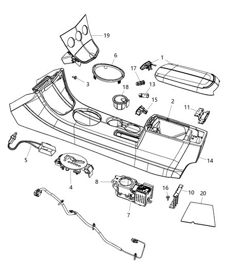 New 2007-2010 Fits Chrysler Sebring Console-Floor - Part # 1GM582D1AB