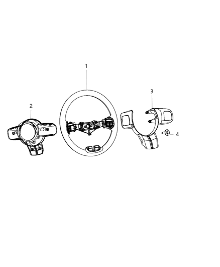 New 2016-2017 Fits Chrysler Caliber, Compass, Patriot Bezel-Steering Wheel - Part # 1TE64LS5AB