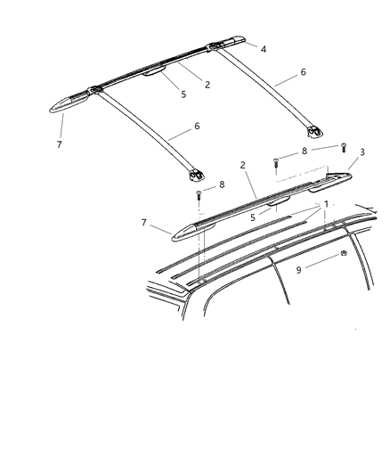 New 2003-2004 Fits Chrysler Grand Caravan, Town & Country Rail-Luggage Rack Side - Part # SA46AXRAL