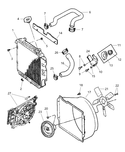 New 2005-2006 Fits Chrysler Wrangler Hose-Radiator - Part # 52028144AC