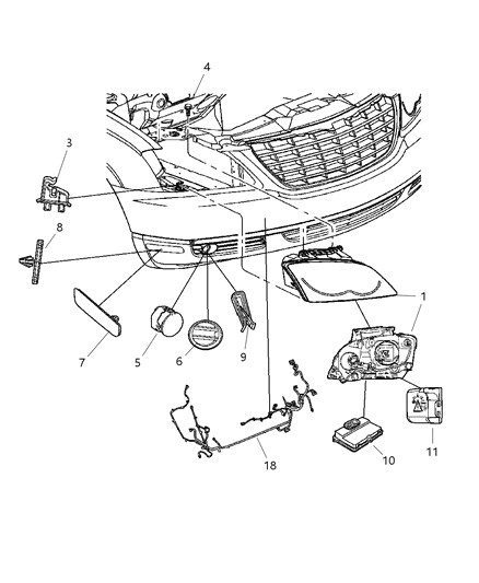 New 2005-2006 Fits Chrysler Pacifica Driver Side Headlight Assembly Composite - Part # 4857851AE