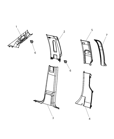 New 2012-2018 Fits Chrysler 3500, 4500, 5500 Panel-B Pillar Upper Trim - Part # 1KB82BD1AB