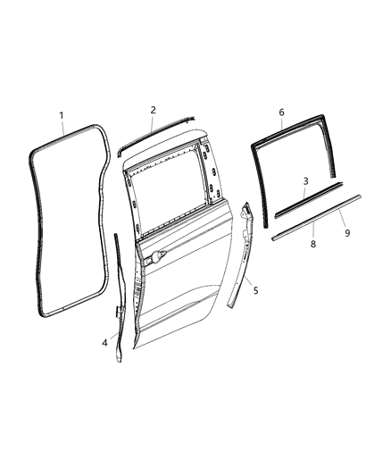 New 2018-2020 Fits Chrysler Pacifica, Voyager Glass Run-Sliding Door Glass - Part # 68188743AD