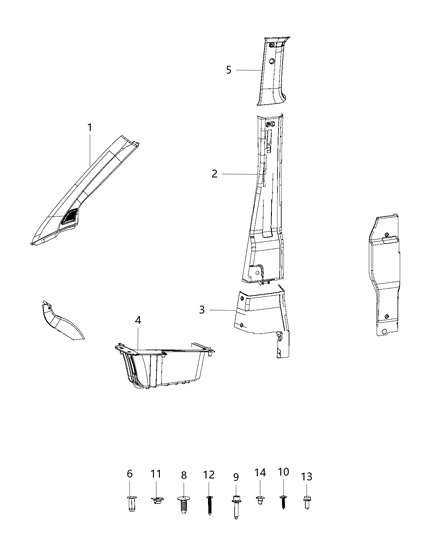 New 2015-2017 Fits Chrysler ProMaster City Molding-A Pillar - Part # 5VR65LDMAA