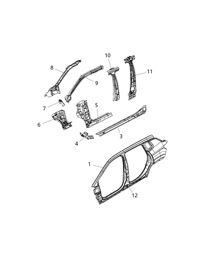 New 2019-2020 Fits Chrysler Caliber, Compass, Patriot Reinforce-Body Side Aperture Front - Part # 68324162AE