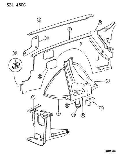 New 1993-1996 Fits Chrysler Grand Cherokee Panel Rad Side Cp Right - Part # 55254739