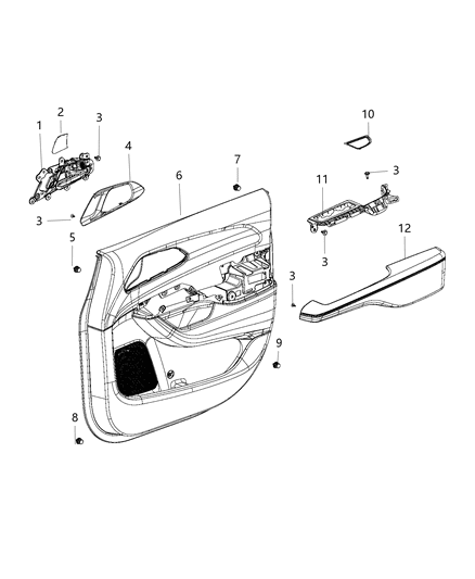 New 2020 Fits Chrysler Pacifica, Voyager Front Door Trim - Part # 6SZ451X3AD