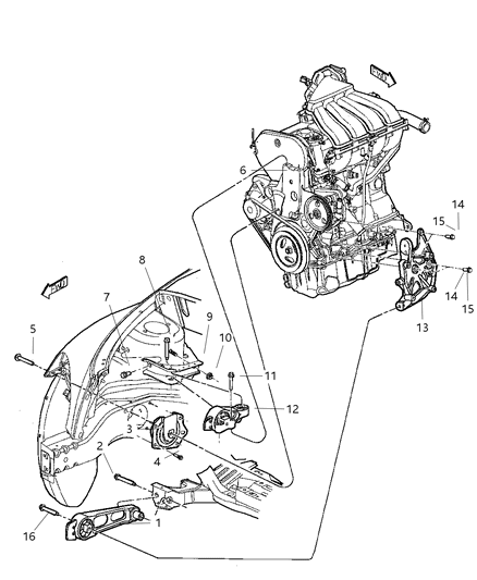 New 2003-2005 Fits Chrysler Neon Bracket-Torque Reaction - Part # 4668688AD