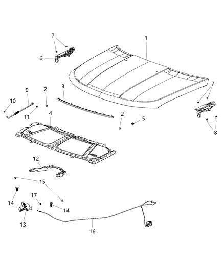 New 2011-2014 Fits Chrysler Caliber, Compass, Patriot Weatherstrip-Hood To Radiator - Part # 5115671AB