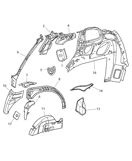 New 2008-2010 Fits Chrysler PT Cruiser Panel-Body Side Aperture Rear - Part # 68003612AA
