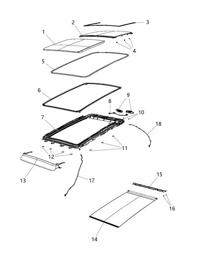 New 2018 Fits Chrysler Caliber, Compass, Patriot Glass-Sunroof - Part # 68289871AA