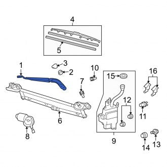 New OEM Genuine Toyota Left Windshield Wiper Arm - Part # 8522148050