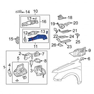 New OEM Front Left Frame Side Member Fits, 2005-2010 Scion TC - Part # 5711221906