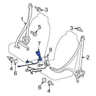 New OEM Front Right Seat Belt Receptacle Fits, 2007-2010 Scion TC - Part # 7323021090B0