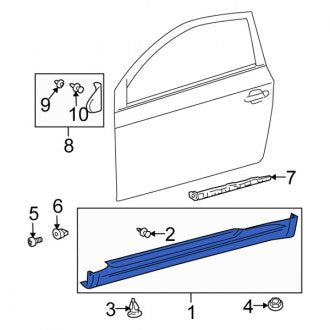 New OEM Right Rocker Panel Guard Fits, 2008-2010 Scion TC - Part # 7690121050J4