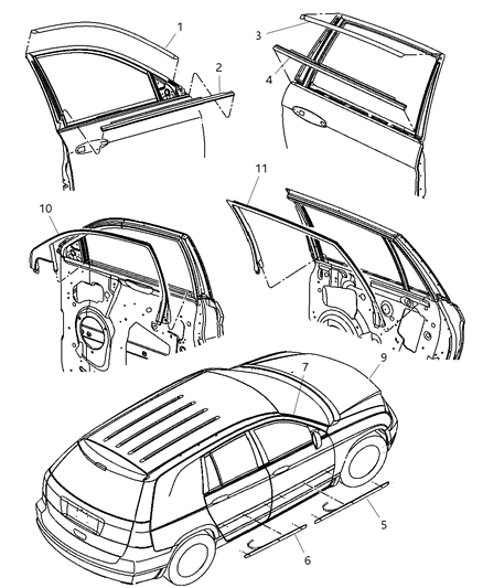 New 2005-2007 Fits Chrysler Pacifica Molding-Front Door - Part # YK33ZSPAA