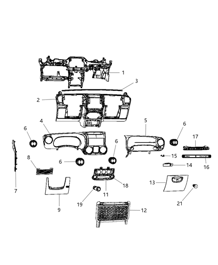 New 2011 Fits Chrysler Wrangler Support-Instrument Panel - Part # 5108245AB