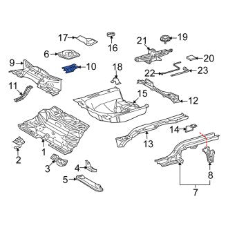 New OEM Rear Left Upper Floor Pan Crossmember Fits, 2008-2014 Scion XD - Part # 5780252100