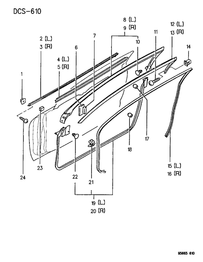 New 1995-2000 Fits Chrysler Avenger Holder Door Window Weather - Part # MB926009