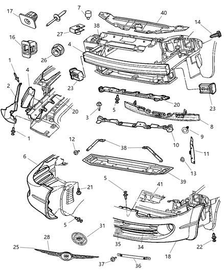 New 1998-2004 Fits Chrysler Concorde, Intrepid, LHS, New Yorker Support-Bumper Fascia - Part # 4805110