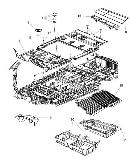 New 2013-2016 Fits Chrysler Grand Caravan, Town & Country Carpet-Cargo Floor - Part # ZQ93HL5AF