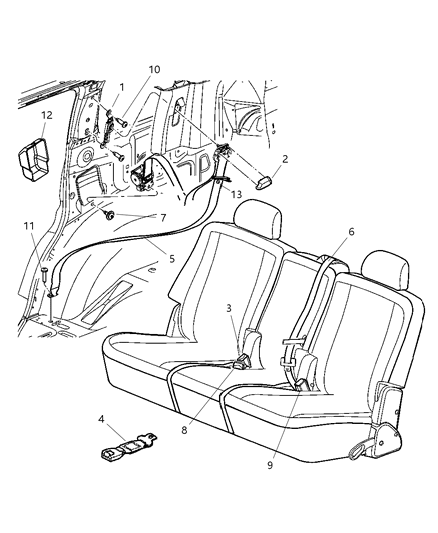 Seat Belt Rear Inner Center