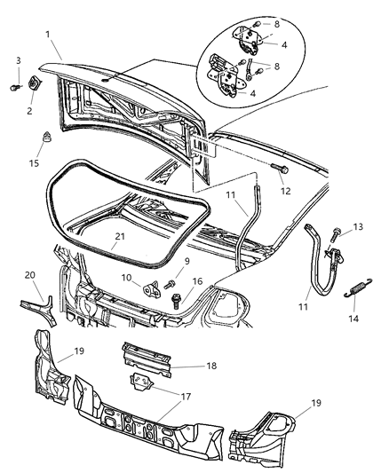 New 2005 Fits Chrysler Neon Latch-Decklid - Part # 5008640AD