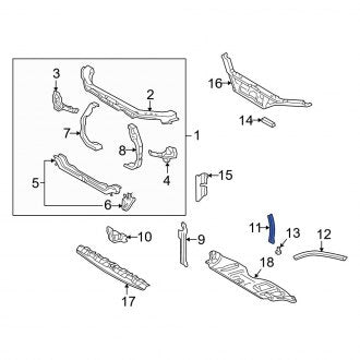 New OEM Right Radiator Air Seal Fits, 1997-2001 Lexus ES - Part # 5318333050