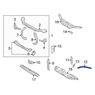 New OEM Left Radiator Air Seal Fits, 1997-2001 Lexus ES - Part # 5318433050