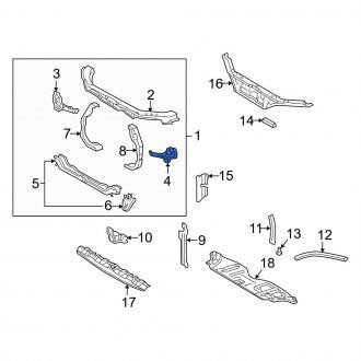 New OEM Left Radiator Support Side Panel Fits, 2000-2001 Lexus ES - Part # 5320333080