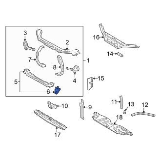 New OEM Right Radiator Support Panel Reinforcement Fits, 1997-2001 Lexus ES - Part # 5716333020