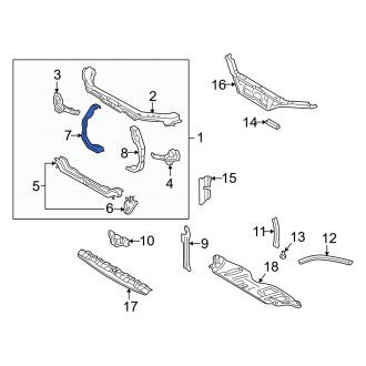 New OEM Right Radiator Support Side Panel Fits, 2000-2001 Lexus ES - Part # 5321133060