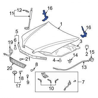 New OEM Front Left Hood Hinge Fits, 1997-2001 Lexus ES - Part # 5342033040