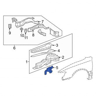 New OEM Left Fender Apron Seal Fits, 1997-2001 Lexus ES - Part # 5373708010