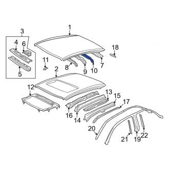 New OEM Rear Roof Bow Fits, 1997-2001 Lexus ES - Part # 6314433040