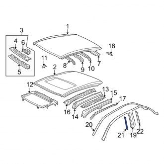 New OEM Roof Panel Weatherstrip Bracket Fits, 1997-2001 Lexus ES - Part # 6236333020