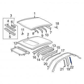 New OEM Roof Panel Weatherstrip Bracket Fits, 1997-2001 Lexus ES - Part # 6236433020