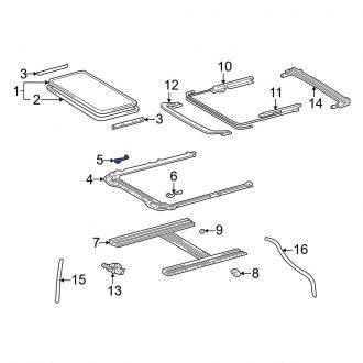 New OEM Right Sunroof Guide Jaw Fits, 1997-2001 Lexus ES - Part # 6362533020