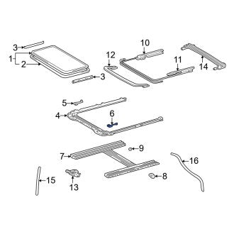 New OEM Left Sunroof Guide Jaw Fits, 1997-2001 Lexus ES - Part # 6362633020