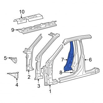 New OEM Left Inner Body B-Pillar Fits, 1997-2001 Lexus ES - Part # 6134433902