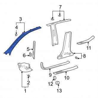 New OEM Left Body A-Pillar Trim Panel Fits, 1999-2001 Lexus ES - Part # 6222033070G0