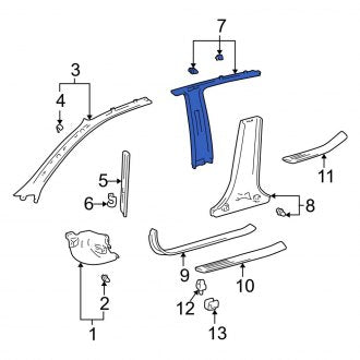 New OEM Right Upper Door Pillar Post Trim Set Fits, 1999-2001 Lexus ES - Part # 6241033100G0