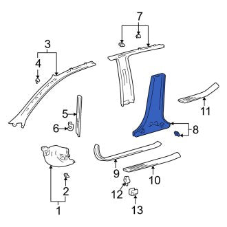 New OEM Left Upper Door Pillar Post Trim Set Fits, 1999-2001 Lexus ES - Part # 6242033100A0