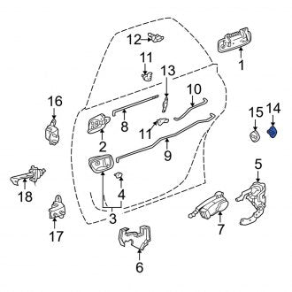 New OEM Rear Door Lock Striker Plate Fits, 1997-2001 Lexus ES - Part # 6941050010