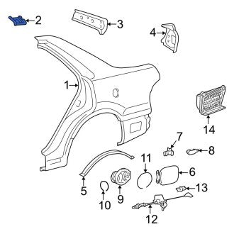 New OEM Rear Right Quarter Panel Gutter Fits, 1997-2001 Lexus ES - Part # 6162533030