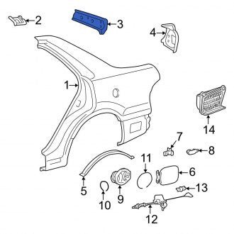 New OEM Rear Left Quarter Panel Extension Fits, 1997-2001 Lexus ES - Part # 6171433010