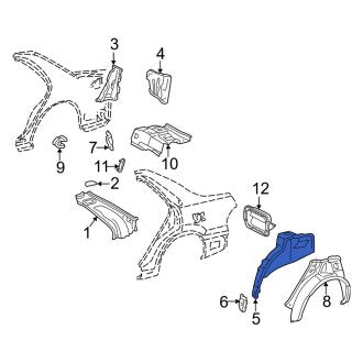 New OEM Rear Right Inner Wheel Housing Side Panel Fits, 1997-2001 Lexus ES - Part # 6160733902